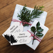 Kerstboom zwart-wit Stropdas op cadeau Labels Cadeaulabel