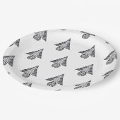 Kerstboom, zwart-wit tekenpatroon papieren bordje (Gekanteld)