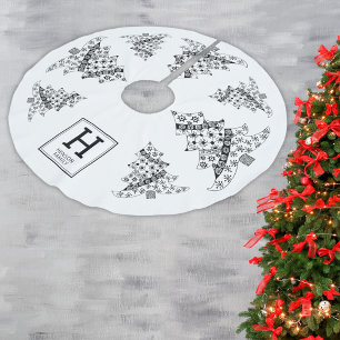 Kerstboom zwart-witte feestdag monogram rok