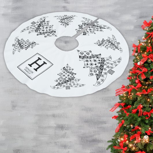 Kerstboom zwart-witte feestdag monogram rok