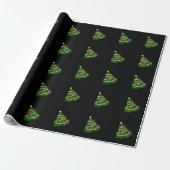 Kerstboom Zwarte Cadeaupapier (Uitgerold)