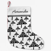 kerstboom zwarte en witte kousen met naam kleine kerstsok (Voorkant)