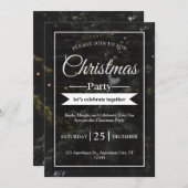 Kerstboom zwarte feestuitnodiging kaart (Voorkant / Achterkant)