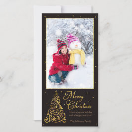  kerstboom zwarte glitter feestdagenkaart