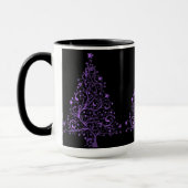 Kerstboom Zwarte Metallic Paars Elegant Shiny Mok (Links)