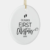 Kerstboombaby's eerste kerstfeestdag keramisch ornament (Rechts)