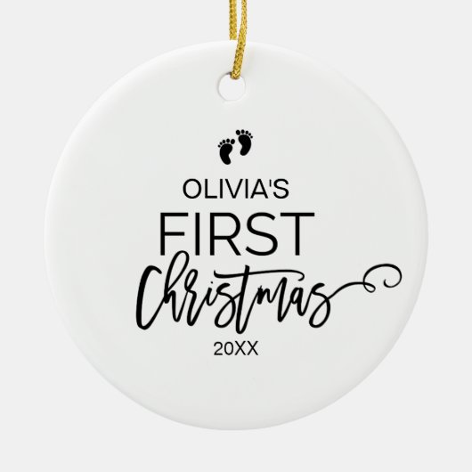 Kerstboombaby's eerste kerstfeestdag keramisch ornament (Voorkant)