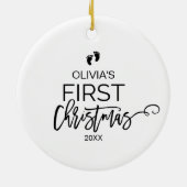 Kerstboombaby's eerste kerstfeestdag keramisch ornament (Achterkant)