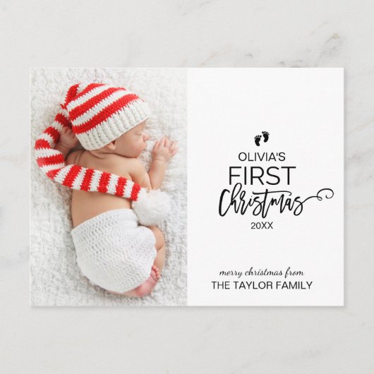 Kerstboombaby's eerste kerstfoto feestdagenkaart (Voorkant)