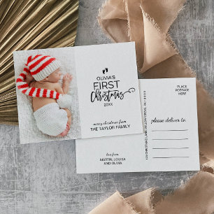 Kerstboombaby's eerste kerstfoto feestdagenkaart