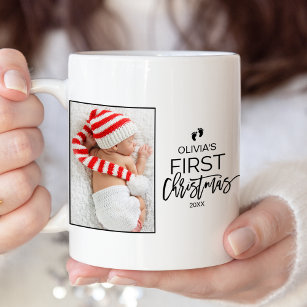Kerstboombaby's eerste kerstfoto tweekleurige koffiemok