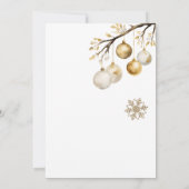Kerstboomballen Goud Sneeuwvlokken Doop Kaart (Achterkant)