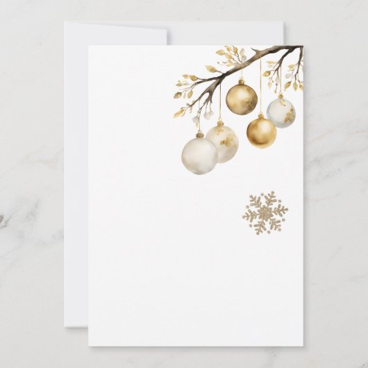 Kerstboomballen Goud Sneeuwvlokken Doop Kaart (Achterkant)
