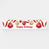 kerstboomballen, rode gouden banner (Horizontaal)