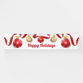 kerstboomballen, rode gouden banner
