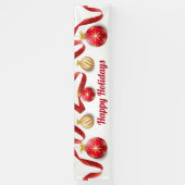 kerstboomballen, rode gouden banner (Verticaal)