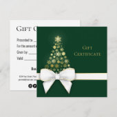 kerstboomblauw Gold Snowflakes Green Cadeaukaart (Voorkant / Achterkant)