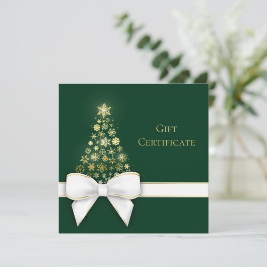 kerstboomblauw Gold Snowflakes Green Cadeaukaart (Staand voorkant)