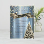 kerstboomblauw Metallic kerstmis Kaart (Staand voorkant)