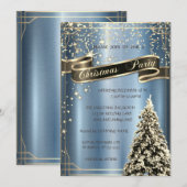 kerstboomblauw Metallic kerstmis Kaart (Voorkant / Achterkant)