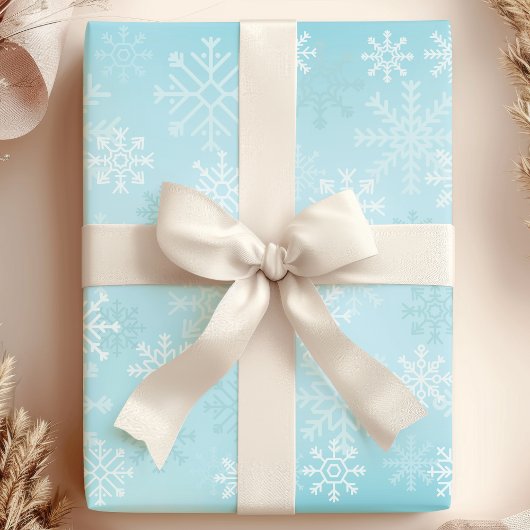 kerstboomblauw sneeuwpatroon cadeaupapier