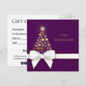 kerstboomblauw Snowflakes Paarse kaartje (Voorkant / Achterkant)