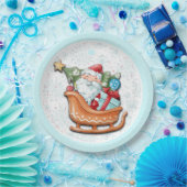 kerstboomblauw Snowflakes Papieren Bordje (Feest)