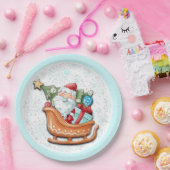 kerstboomblauw Snowflakes Papieren Bordje (Feest)