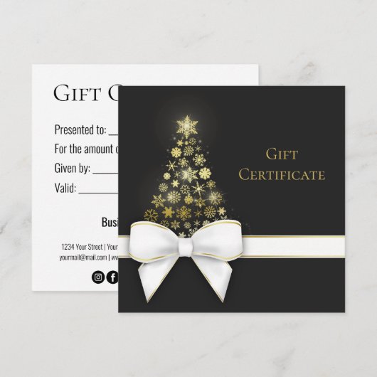 kerstboomblauw Snowflakes zwarte grijze cadeaukaar (Voorkant / Achterkant)