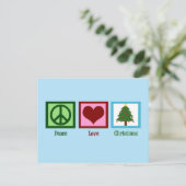  kerstboomblauw vredesgebarentaal feestdagenkaart (Staand voorkant)