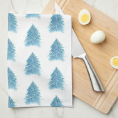 kerstboomblauw Waterverf Patroonfeestdag Theedoek (Quarter Fold)