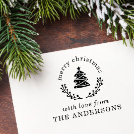 Kerstboombol Merry Christmas Groet Zelfinktende Stempel