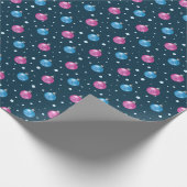 kerstboombollen Patroonroze Blauw Cadeaupapier (Hoek)