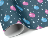 kerstboombollen Patroonroze Blauw Cadeaupapier (Rol Hoek)