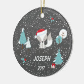 kerstboombomen grijze winterversiering keramisch ornament (Links)