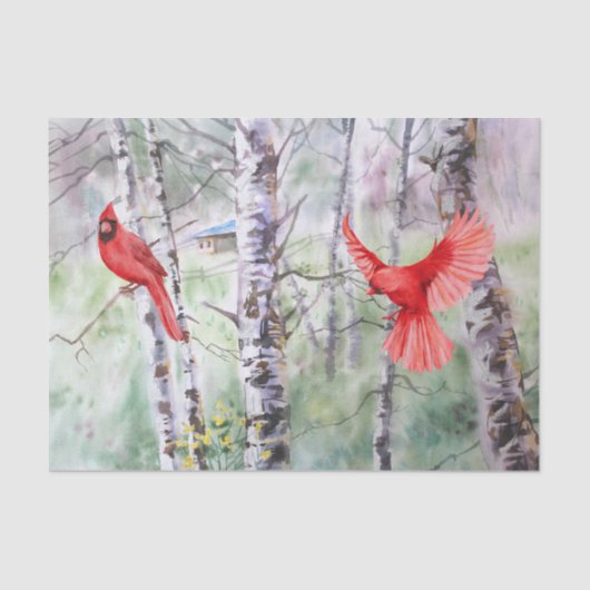 kerstboomboom kardinale vogelfeestdag tissuepapier (Voorkant)