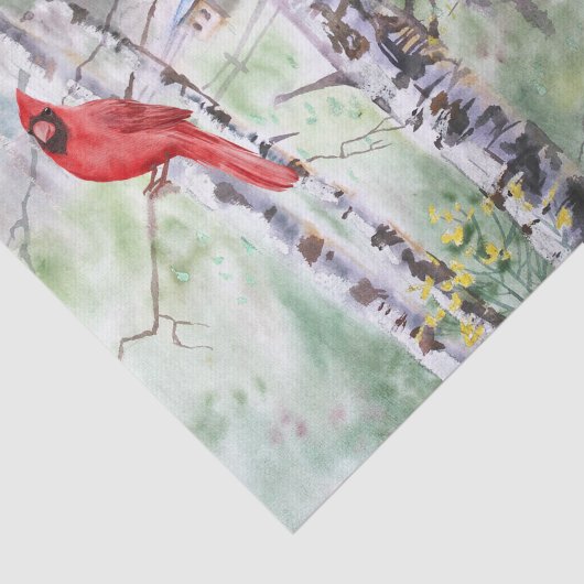 kerstboomboom kardinale vogelfeestdag tissuepapier (Detail)