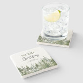 kerstboomboom | Vrolijk kerstfeest Stenen Onderzetter (Zijkant)