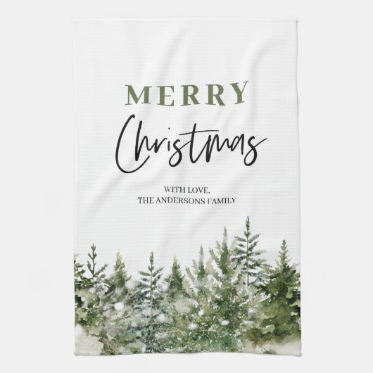 kerstboomboom | Vrolijk kerstfeest Theedoek (Verticaal)