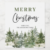 kerstboomboom | Vrolijk kerstfeest Wijn Etiket (Enkel label)