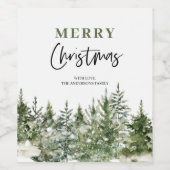 kerstboomboom | Vrolijk kerstfeest Wijn Etiket (Enkel label)