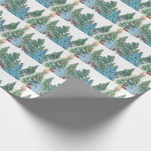 kerstboombos cadeaupapier (Hoek)