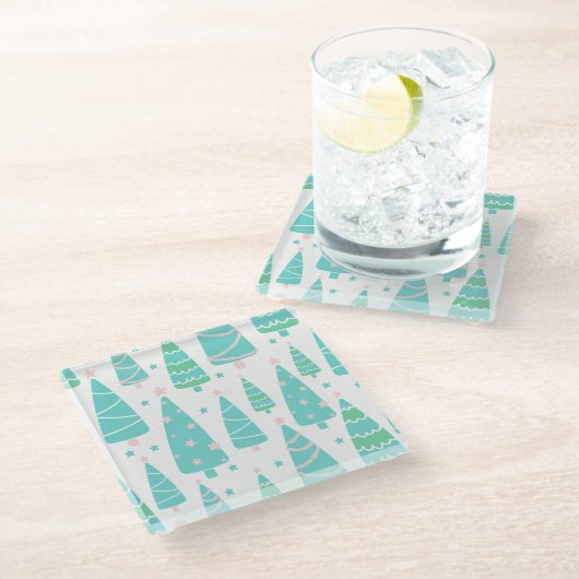 Kerstboombos Glazen Onderzetter (Schuin)