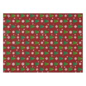 Kerstboombos, sneeuwvlokken en rode blauwe stip tafelkleed (Voorkant (Horizontaal))