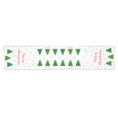 Kerstboombos, sneeuwvlokken, rode blauwe stippen korte tafelloper (Horizontaal)