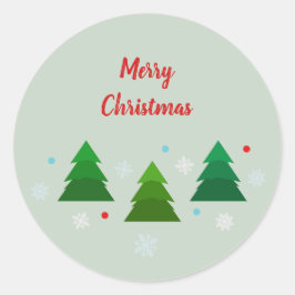 Kerstboombos, sneeuwvlokken, rode blauwe stippen ronde sticker