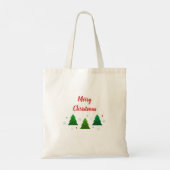Kerstboombos, sneeuwvlokken, rode blauwe stippen tote bag (Achterkant)
