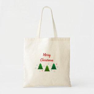 Kerstboombos, sneeuwvlokken, rode blauwe stippen tote bag