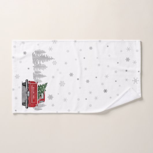  kerstboombosjes naam rode vrachtwagen bad handdoek (Handdoek)
