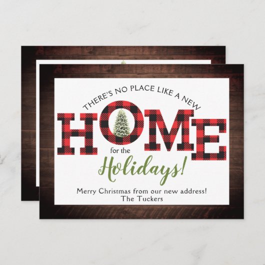 kerstboombuffel met geplakt Rustic New HOME Postc Briefkaart (Voorkant / Achterkant)